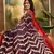 Women's wine chiffon foil print saree with unstitched blouse piece