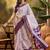 Women's white silk cotton printed saree with unstitched blouse piece