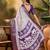 Women's white silk cotton printed saree with unstitched blouse piece