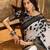 Women's black silk cotton printed saree with unstitched blouse piece