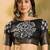 Women's black silk cotton printed saree with unstitched blouse piece