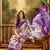 Women's purple silk blend cotton printed saree with unstitched blouse piece