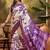 Women's purple silk cotton printed saree with unstitched blouse piece