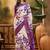 Women's purple silk cotton printed saree with unstitched blouse piece