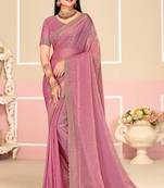 Pink Zari Embroidered Satin Silk Saree