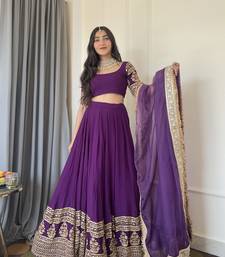 Purple Georgette sequin Embroidery Work Lehenga Choli