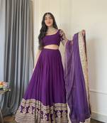 Purple Georgette sequin Embroidery Work Lehenga Choli