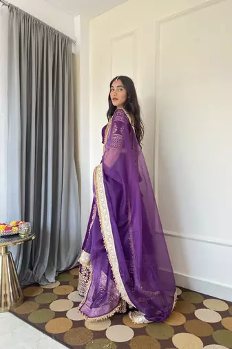 Purple Georgette sequin Embroidery Work Lehenga Choli