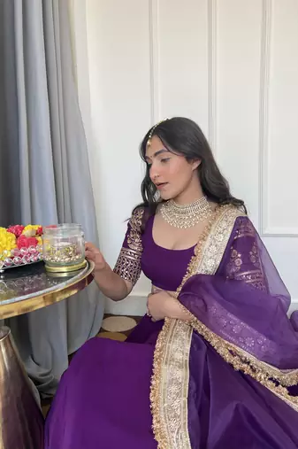Purple Georgette sequin Embroidery Work Lehenga Choli