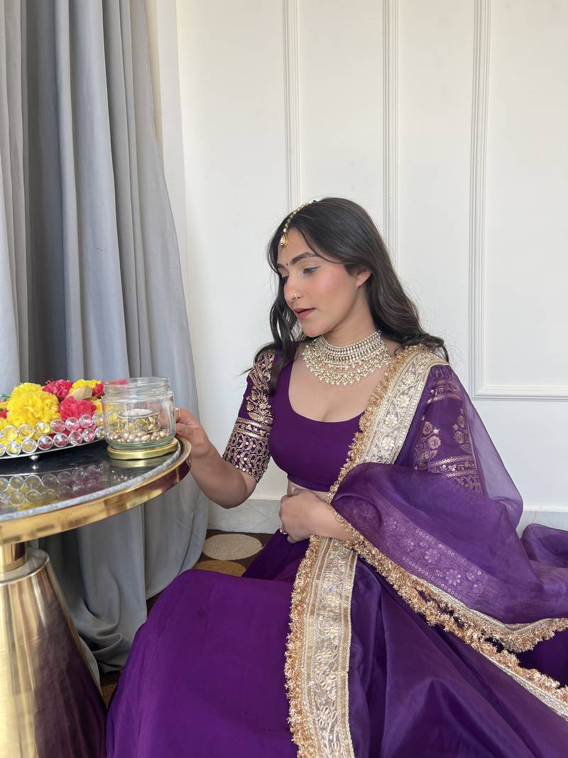 Purple Georgette sequin Embroidery Work Lehenga Choli