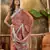 Women's brown linen printed saree with unstitched blouse piece