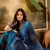 Women's blue georgette bandhni saree with unstitched blouse piece