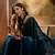 Women's teal silk blend beads & stone saree with unstitched blouse piece