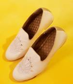 Pink mirror embroidered silk loafers