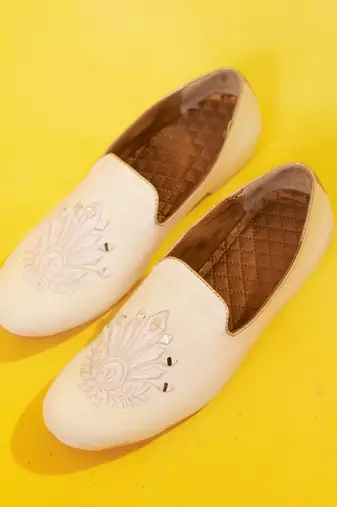 Pink mirror embroidered silk loafers