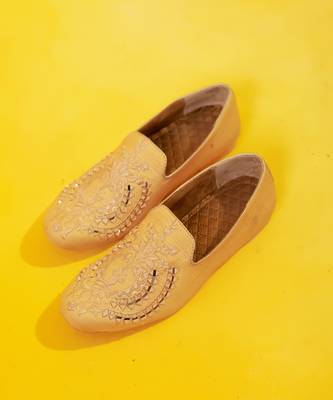 Brown mirror embroidered silk loafer 1