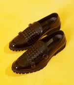 Patent leather black with sequence work loafers