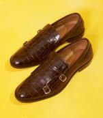 Crocodile skin look double monk