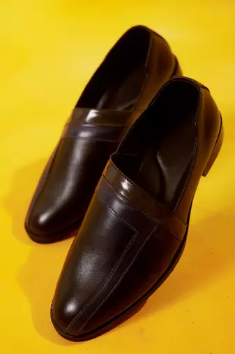 Solid brown leather loafers