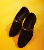 Blue solid leather loafers