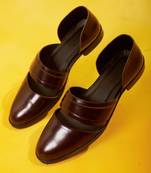 Brown solid leather mules