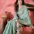 Women's sky blue silk blend rangkat bandhani work saree with unstitched blouse piece