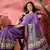 Women's lavender silk blend printed work saree with unstitched blouse piece