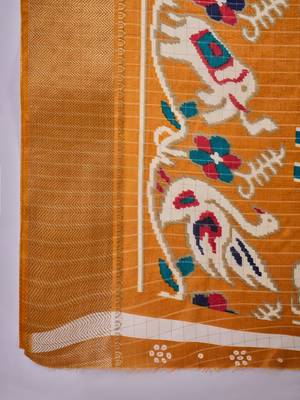 Women's navy blue silk blend bandhani work saree with unstitched blouse piece 5