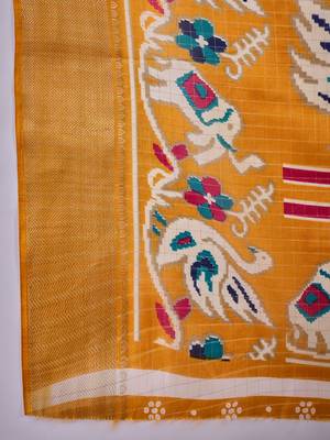 Women's rani silk blend bandhani work saree with unstitched blouse piece 5