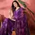 Women's purple chiffon foil print work saree with unstitched blouse piece