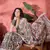 Women's beige silk blend cotton printed work saree with unstitched blouse piece