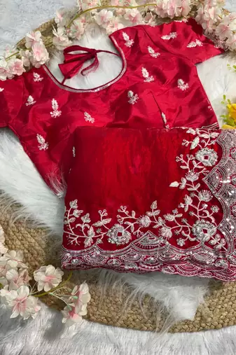 Red Color Fancy Silk Blend Saree
