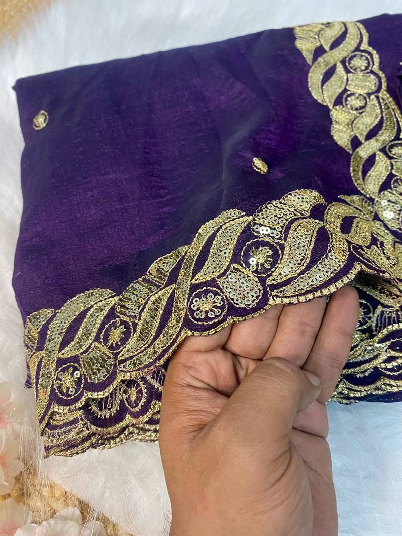 Royal Purple Color PartyWear Silk Blend Saree