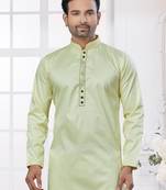 Pista heavy cotton with embroidery work kurta pyjama for mens wear