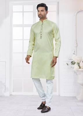 Pista heavy cotton with embroidery work kurta pyjama for mens wear 1