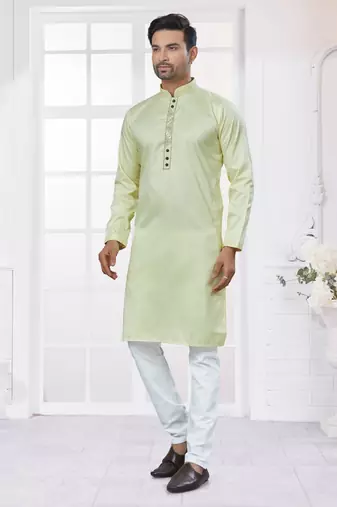 Pista heavy cotton with embroidery work kurta pyjama for mens wear