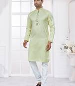 Pista heavy cotton with embroidery work kurta pyjama for mens wear