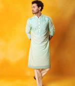 Green matka silk embroidered kurta pajama