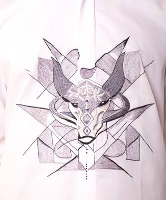 White printed cotton men shirt 5