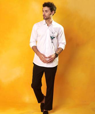 Plain white cotton men shirt 3