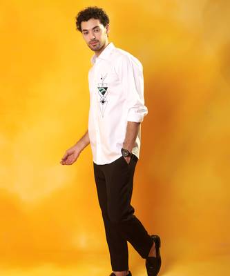Plain white cotton men shirt 4