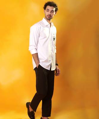 Plain white cotton men shirt 5
