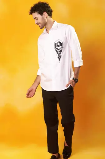 White cotton plain men shirt