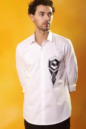 White cotton plain men shirt