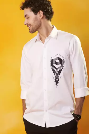White cotton plain men shirt