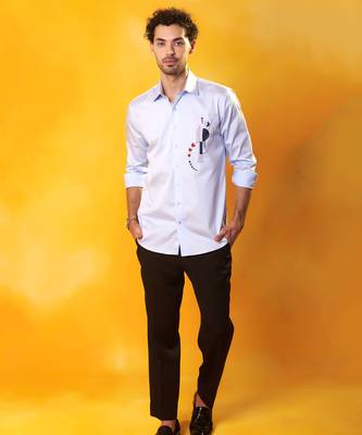 Light  blue cotton plain men shirt 1