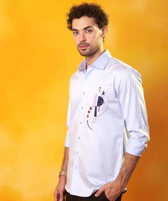 Light  blue cotton plain men shirt 2