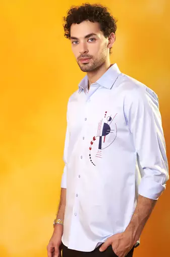 Light  blue cotton plain men shirt