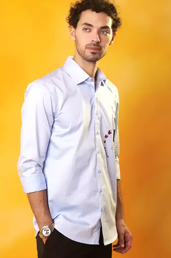 Light  blue cotton plain men shirt