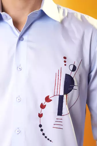 Light  blue cotton plain men shirt